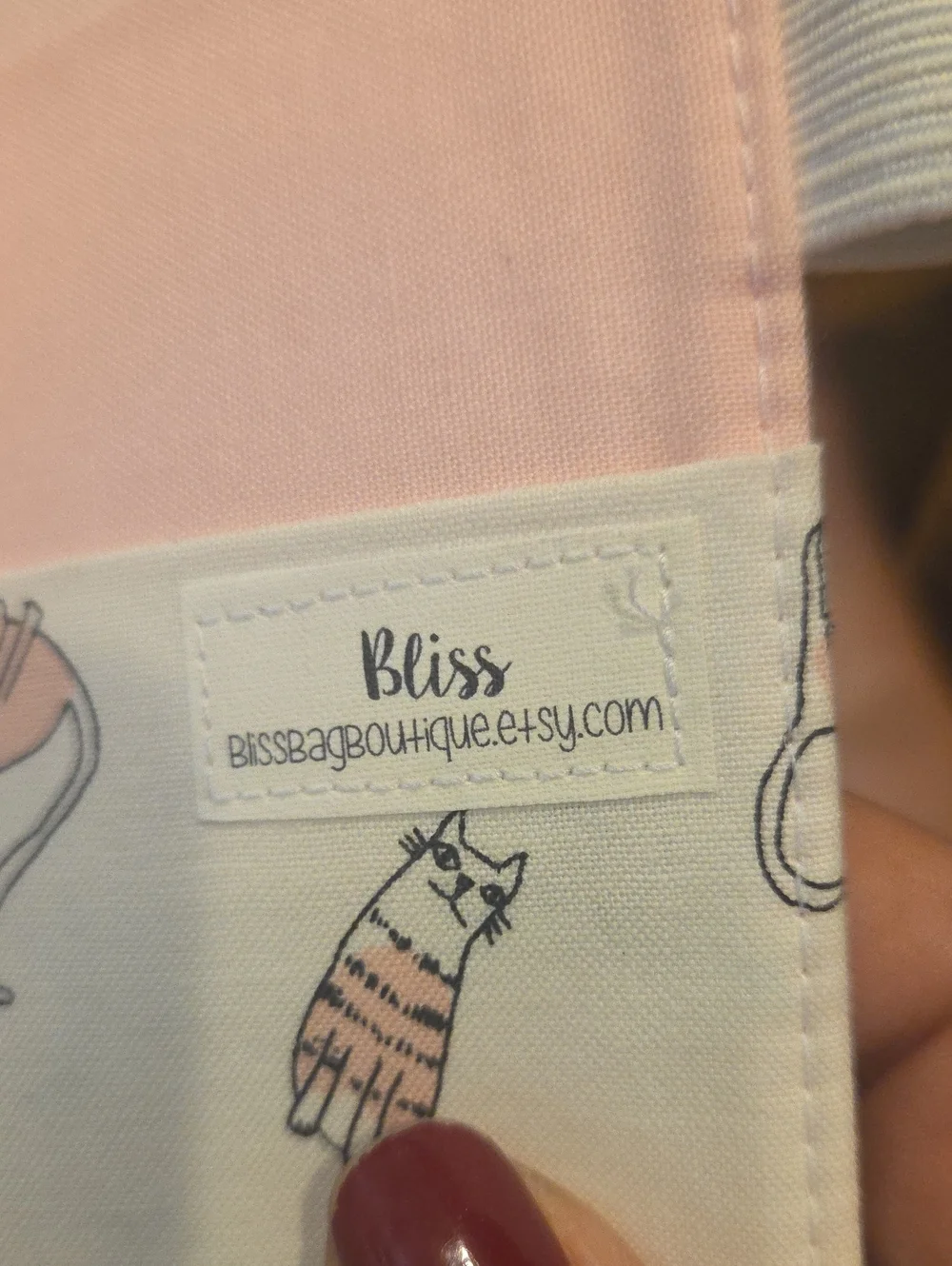 Bliss Pink and White Handmade Cat Canvas Notebook Cover Or Wallet